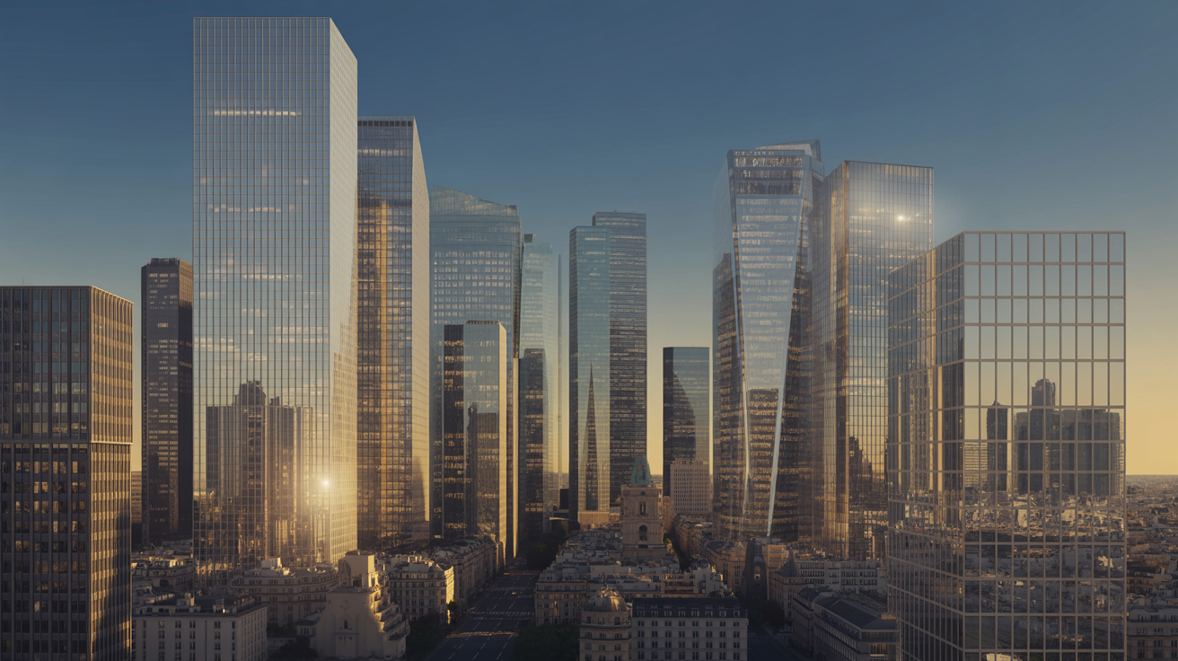 Quartier financier moderne avec tours de bureau